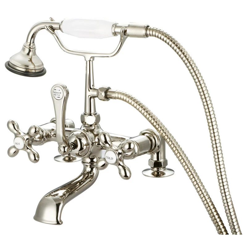 Water Creation Vintage Classic Deck Mount Tub Faucet With Handshower, Polished Nickel Pvd Finis 1 Water Creation Vintage Classic Deck Mount Tub Faucet With Handshower, Polished Nickel Pvd Finis