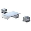 HOMARY Waterfall Widespread Bathroom Sink Faucet Square Double Handle Solid Brass, Chro