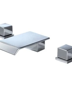 HOMARY Waterfall Widespread Bathroom Sink Faucet Square Double Handle Solid Brass, Chro