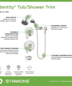 Symmons Identity 2-Handle Tub/Shower Faucet Trim With Hand Shower, 1.5 Gpm, Chrome -Moen-shop f2018b190398dde6 8249 w800 h800 b0 p0