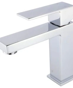 Fine Fixtures Square Single Hole Bathroom Faucet, Polished Chrome