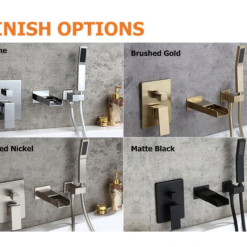 Homary Waterfall Wall-Mount Bathtub Filler Faucet & Handshower, Chrome 6 Homary Waterfall Wall-Mount Bathtub Filler Faucet & Handshower, Chrome - Image 6