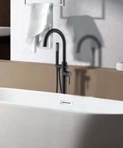 Jims Maison Freestanding Single Handle High Arc Bathtub Faucet With Shower Hose, Matte Black -Moen-shop f441c2ba02442cc0 3369 w800 h800 b0 p0