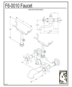Water Creation Vintage 7" Spread Wall Mount Tub Faucet & Handheld Shower, Cross Handles -Moen-shop f4611bed07324461 2103 w800 h800 b1 p0