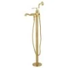 Kingston Brass Freestanding Tub Faucet With Hand Shower, Brushed Brass