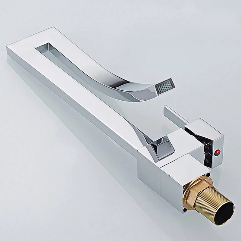 HOMARY Modern Design Single Lever Handle 1-Hole Bathroom Sink Faucet With Waterfall, Ch 4 HOMARY Modern Design Single Lever Handle 1-Hole Bathroom Sink Faucet With Waterfall, Ch - Image 4