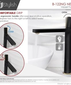 STYLISH Single Handle Bathroom Vessel Sink Faucet, Matte Black And Brushed Gold -Moen-shop f4f1d43b011bbfe5 9980 w800 h800 b0 p0