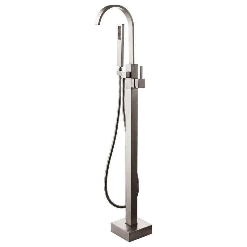 HOMARY Brushed Nickel Freestanding Tub Filler Brass Single Handle With Handheld Shower 1 HOMARY Brushed Nickel Freestanding Tub Filler Brass Single Handle With Handheld Shower