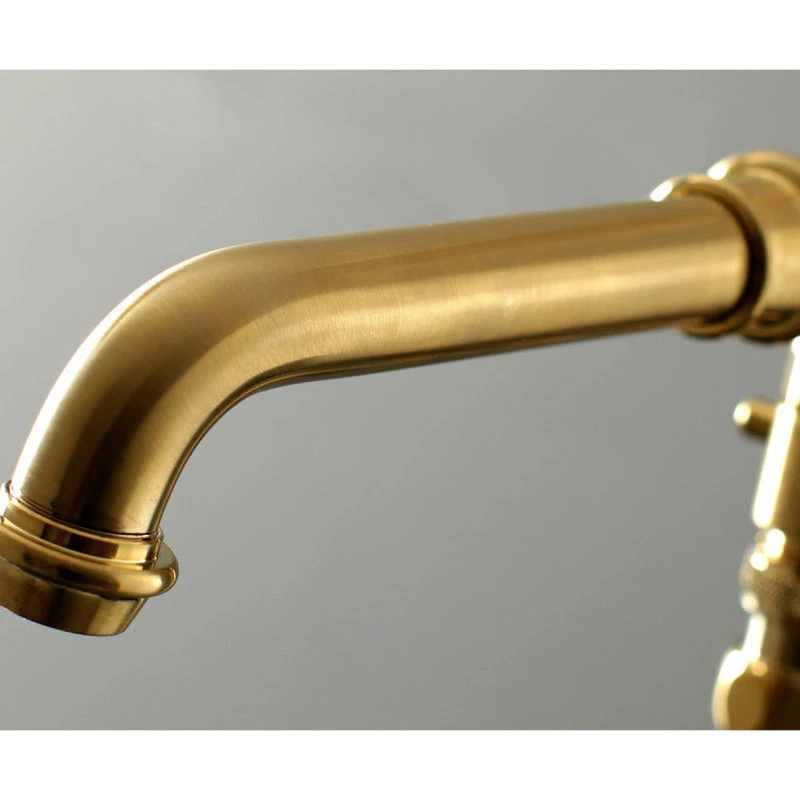 Kingston Brass Freestanding Tub Faucet With Hand Shower, Brushed Brass 2 Kingston Brass Freestanding Tub Faucet With Hand Shower, Brushed Brass - Image 2