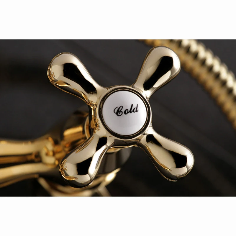 Kingston Brass Kingston Adjustable Center Tub Wall Mount Clawfoot Tub Faucet, Polished Brass 3 Kingston Brass Kingston Adjustable Center Tub Wall Mount Clawfoot Tub Faucet, Polished Brass - Image 3