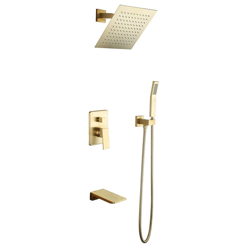 HOMARY Wall Mount 10" Rainshower Hand Shower And Tub Spout Shower System, Brushed Gold 1 HOMARY Wall Mount 10" Rainshower Hand Shower And Tub Spout Shower System, Brushed Gold