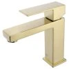 Fine Fixtures Square Single Hole Bathroom Faucet, Satin Brass