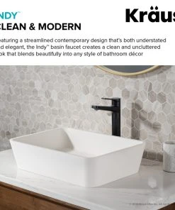 Kraus USA, Inc. Indy Single Handle Lever 1-Hole Vessel Bathroom Faucet Matte Black With PU Drain -Moen-shop f811b2800f405634 3222 w800 h800 b0 p0