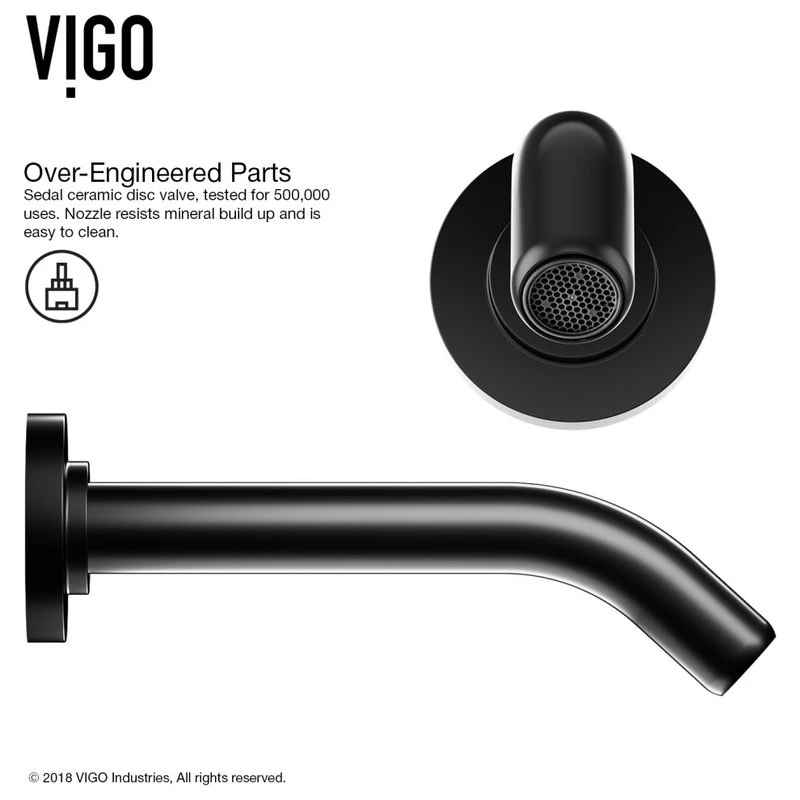 VIGO Olus Single Handle Wall Mount Bathroom Faucet, Matte Black 7 VIGO Olus Single Handle Wall Mount Bathroom Faucet, Matte Black - Image 7