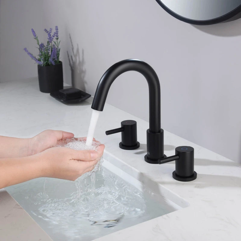 Kibi USA Circular Widespread Sink Faucet With Pop Up Drain, Matte Black 5 Kibi USA Circular Widespread Sink Faucet With Pop Up Drain, Matte Black - Image 5