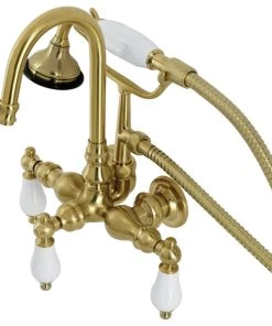Kingston Brass AE11T7 Wall Mount Clawfoot Tub Faucet, Brushed Brass