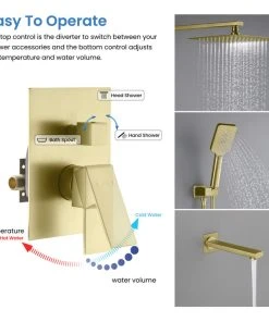 Kibi USA Cube Pressure 3-Function Shower System, Rough-In Valve, Brushed Gold 22 Kibi USA Cube Pressure 3-Function Shower System, Rough-In Valve, Brushed Gold -Moen-shop f8e165110337617a 5030 w800 h800 b0 p0