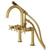 Kingston Brass Aqua Vintage 7" Deck Mount Clawfoot Tub Faucet, Brushed Brass