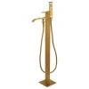 Kingston Brass Freestanding Tub Faucet With Hand Shower, Brushed Brass