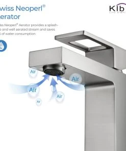 Kibi USA Cubic Single Hole Bathroom Faucet KBF1002, Brush Nickel, W/ Drain -Moen-shop fb91e7e30f1b51ed 7530 w800 h800 b1 p0