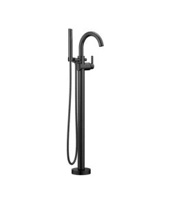 Delta Faucet Delta Trinsic Contemporary Floor Mount Tub Filler Trim, Matte Black, T4759-BLFL