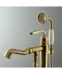 Kingston Brass Freestanding Tub Faucet With Hand Shower, Brushed Brass -Moen-shop fc91e46c0bd8d240 5578 w800 h800 b0 p0