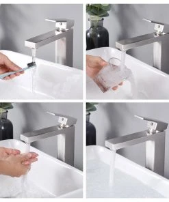 Aquaterior Modern Bathroom Faucet Tall Cold & Hot Water Above Counter Vessel Sink Nickel -Moen-shop fca10d640d8f3e08 3421 w800 h800 b1 p0