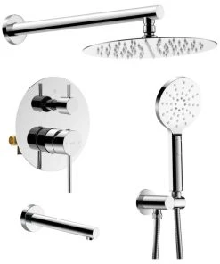 Kibi USA Circular Pressure 3-Function Shower System, Rough-In Valve, Chrome
