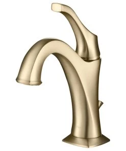 Kraus USA, Inc. Arlo Single Handle 1-Hole Bathroom Basin Faucet, Lift Rod Drain, Brushed Gold