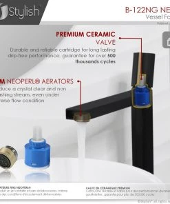 STYLISH Single Handle Bathroom Vessel Sink Faucet, Matte Black And Brushed Gold -Moen-shop ff11b901011bbfe6 9980 w800 h800 b0 p0