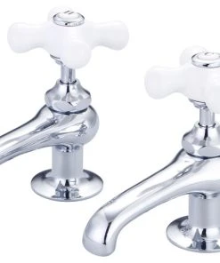 Water Creation Vintage Classic Basin Lavatory Faucet, Chrome, Cross Handles