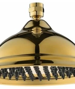 BathSelect Reno 8" Round Brass Copper Rain Shower Head, Titanium Gold