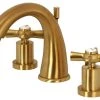 Kingston Brass Widespread Bathroom Faucet With Brass Pop-Up, Brushed Brass