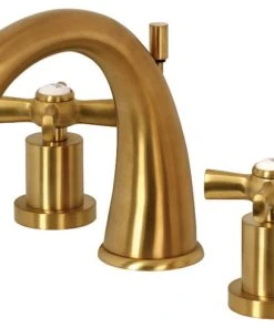 Kingston Brass Widespread Bathroom Faucet With Brass Pop-Up, Brushed Brass