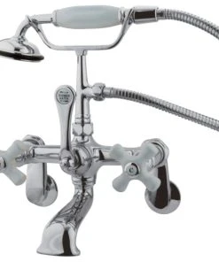 Kingston Brass Adjustable Center Wall Mount Tub Faucet, Polished Chrome