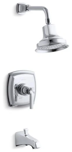 Kohler Margaux Rite-Temp Bath/Shower Trim Set & Npt Spout, Polished Chrome