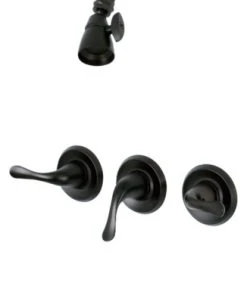 Kingston Brass Three-Handle Tub Shower Faucet, Oil Rubbed Bronze