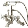 Kingston Brass Wall Mount Clawfoot Tub Faucet With Hand Shower, Brushed Nickel