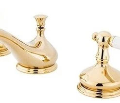 Kingston Brass Widespread Bathroom Faucet With Brass Pop-Up, Polished Brass