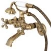 Kingston Brass Kingston Adjustable Center Tub Wall Mount Clawfoot Tub Faucet, Antique Brass