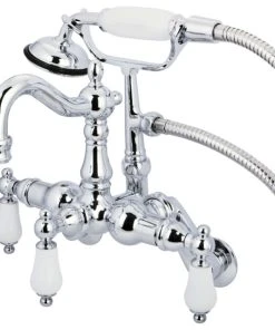 Kingston Brass Kingston Adjustable Center Wall Mount Tub Faucet W/Hand Shower, Polished Chrome
