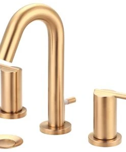 Olympia Faucets, Inc. I2v Two Handle Widespread Bathroom Faucet, Brushed Gold, Brass Pop-Up Drain