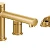 Moen Align Brushed Gold Two-Handle Roman Tub Faucet With Hand Shower