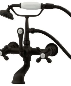 Kingston Brass 7" Wall Mount Tub Faucet With Hand Shower, Oil Rubbed Bronze