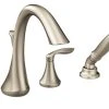 Moen Eva Brushed Nickel 2-Handle Roman Tub Faucet Includes Hand Shower T944BN
