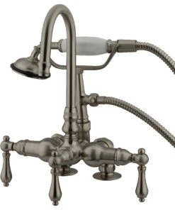 Kingston Brass 3-3/8" Deck Mount Tub Faucet With Hand Shower, Brushed Nickel