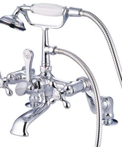 Kingston Brass Adjustable Center Deck Mount Tub Faucet, Polished Chrome