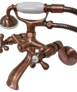 Kingston Brass Wall-Mount Clawfoot Tub Faucets With Antique Copper KS266AC