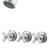 Pfister 3 Handle Tub And Shower Faucet Trim With Porcelain Cross Handle, Polished Chrome