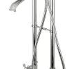 Kingston Brass Kingston Freestanding Tub Faucet W/Supply Line And Stop Valve, Polished Chrome